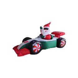 A Holiday Company LED Clear Santa with Race Car 4 ft. Inflatable