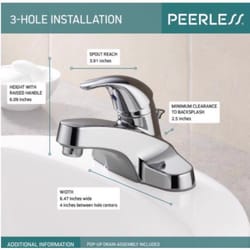 Peerless Chrome Traditional Pop-up Bathroom Sink Faucet 4 in.