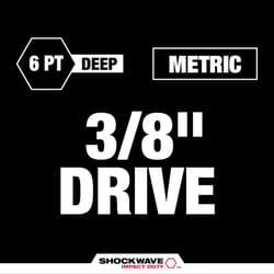 Milwaukee Shockwave 3/8 in. drive Metric 6 Point Impact Rated Deep Socket Set 14 pc