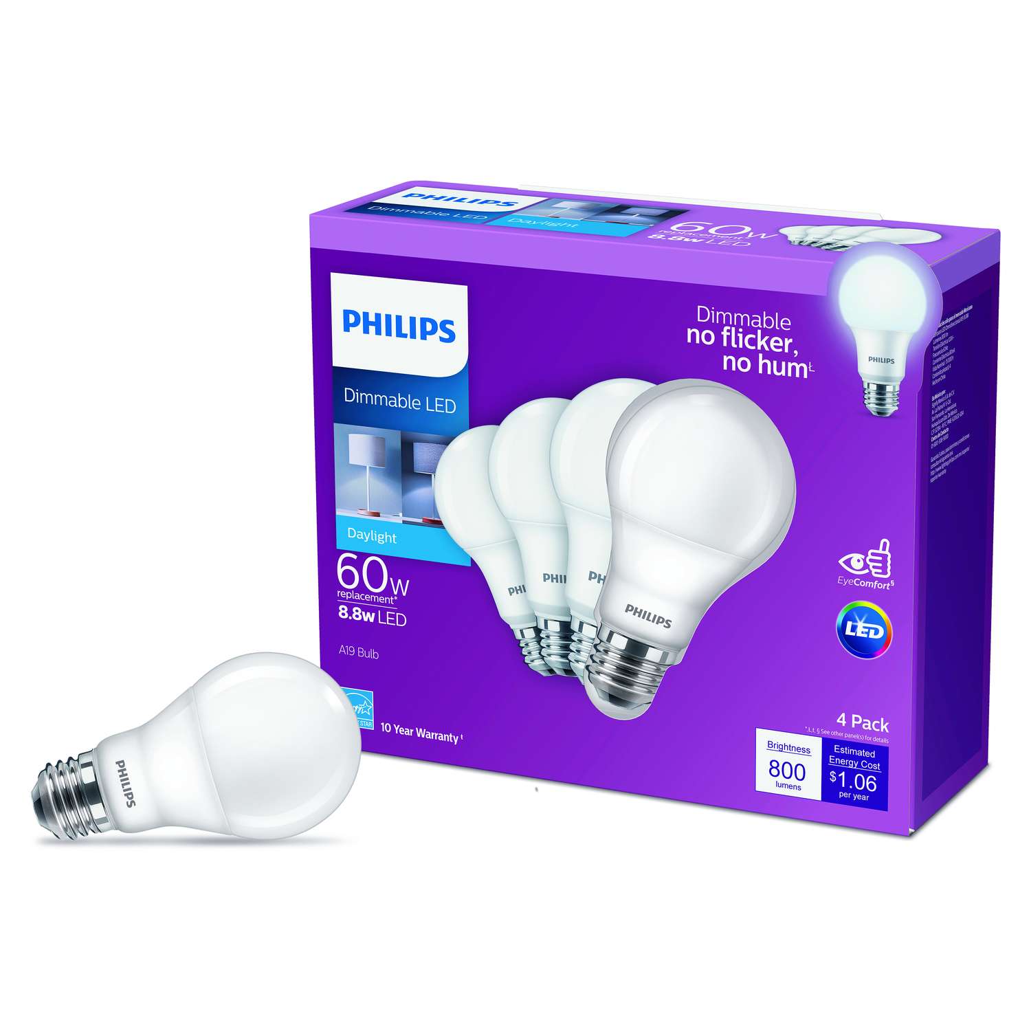 Philips E26 (Medium) LED Daylight 60 Watt Equivalence 4 pk - Ace Hardware
