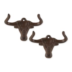 Zingz & Thingz 2 in. H X 3.75 in. W X 5 in. L Brown Cast Iron Wall Hook