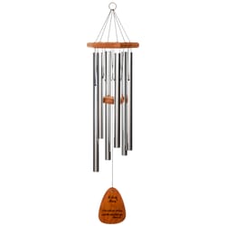 Wind River In Loving Memory Silver Aluminum/Wood 35 in. Wind Chime