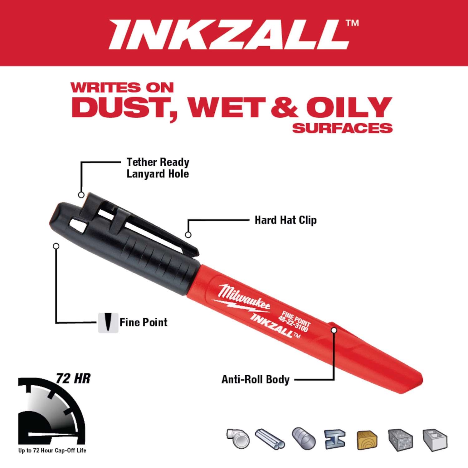 Milwaukee INKZALL Assorted Fine Tip Jobsite Marker 4 pk - Ace Hardware