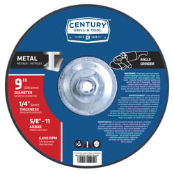 Century Drill & Tool 9 in. D X 5/8-11 in. Metal Grinding Wheel