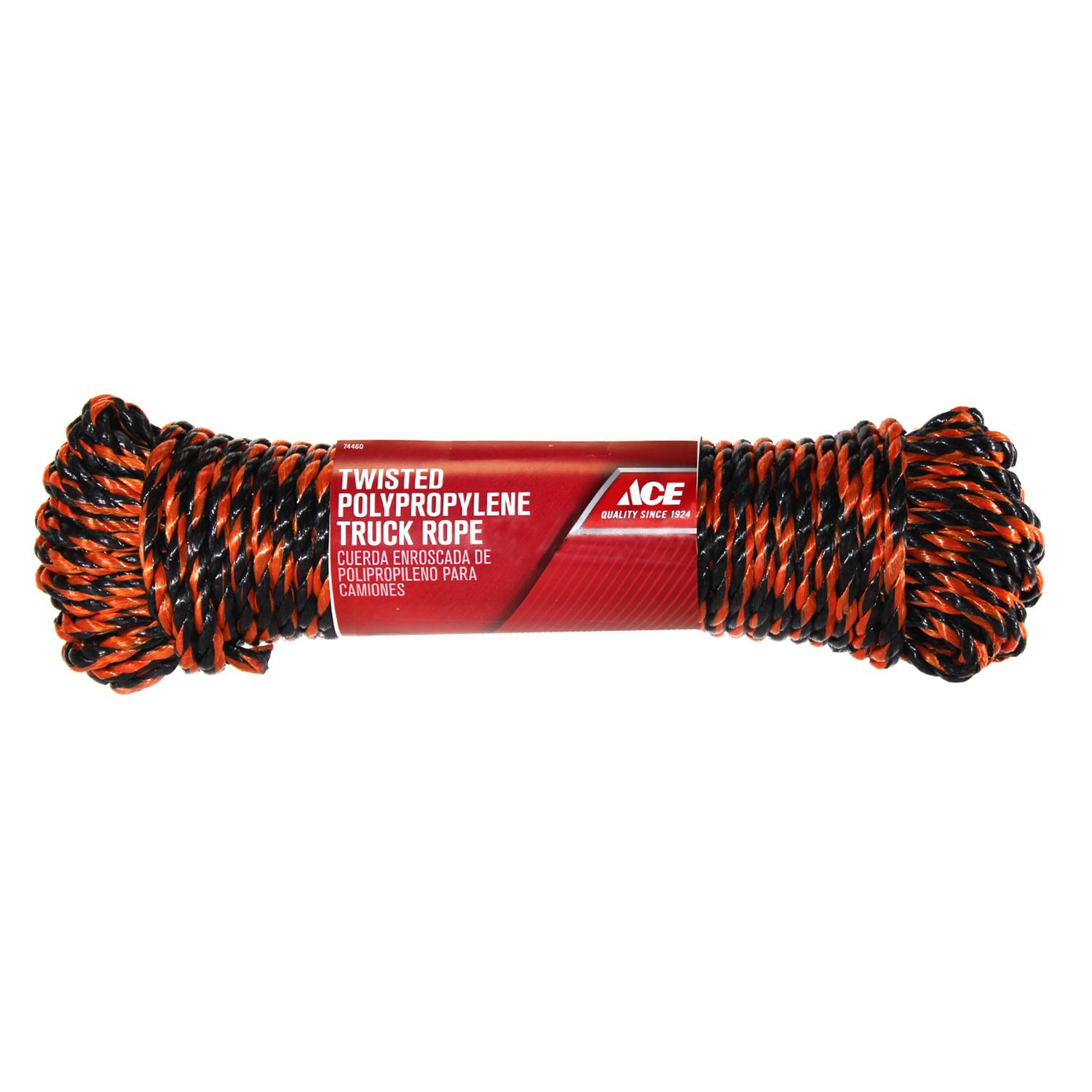 Ace 3/8 in. D X 50 ft. L Black/Orange Twisted Poly Truck Rope