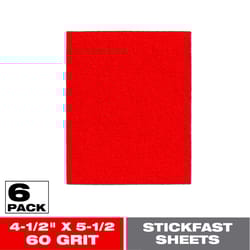 Diablo 5-1/2 in. L X 4-1/2 in. W 60 Grit Aluminum Oxide 1/4 Sheet Sandpaper 6 pk