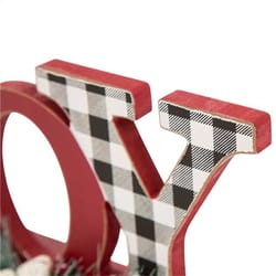 Glitzhome Multicolored Plaid Joy Table Decor 5.39 in.