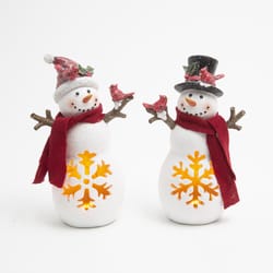 Gerson Multicolored Lighted Holiday Snowman Table Decor 11 in.