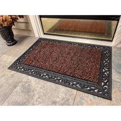 GrassWorx Clean Machine 24 in. W X 36 in. L Brown Wrought Iron Stems and Leaves Astroturf Door Mat