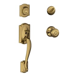 Schlage Camelot, Accent Antique Brass Entry Handleset 1-3/4 in.