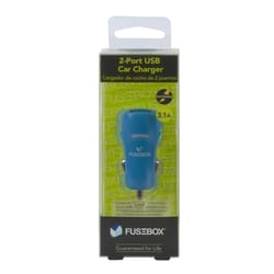 Fusebox Blue 2 Port USB Car Charger For All Mobile Devices