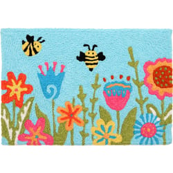 Jellybean 20 in. W X 30 in. L Multi-Color Bees/Tulips Polyester Accent Rug