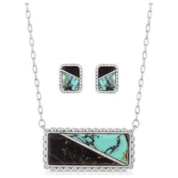 Montana Silversmiths Women's Double Essence Onyx and Turquoise Silver/Turquoise Jewelry Sets