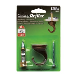 Cobra Ceiling Driller 5-1/2 in. L Antique Steel Self-Drilling Ceiling Hook 30 lb. cap. 1 pk