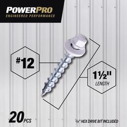 HILLMAN Power Pro No. 12 Ga. X 1.5 in. L Hex Drive Washer Head Coarse Roofing Screws