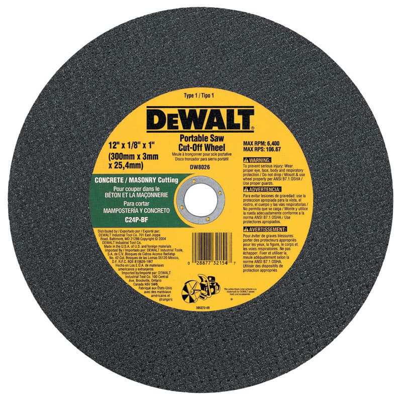 UPC 885911266543 product image for Dewalt 12in Dia 1in 6400 RPM Masonry Portable Saw Cut-Off Wheel (DWA8036) | upcitemdb.com