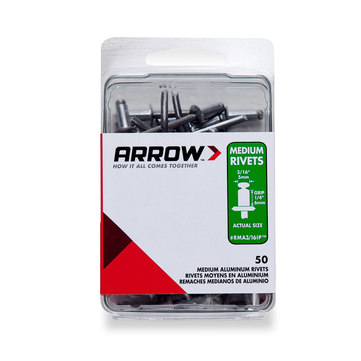 Arrow 3/16 in. D X 1/4 in. Aluminum Rivets Silver 15 pk - Ace Hardware