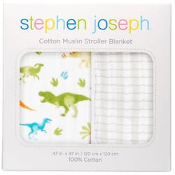 Stephen Joseph Dino Muslin Stroller Blanket Cotton 1 pk