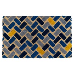 Entryways 17 in. W X 28 in. L Blue Herringbone Coir Door Mat