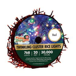 Holiday Bright Lights LED Rice Cluster Red 768 ct String Christmas Lights 19.7 ft.