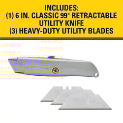 Stanley Classic 99 6 in. Retractable Utility Knife Gray 1 pk