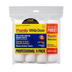 Purdy White Dove Woven Fabric 9 in. W X 3/8 in. Paint Roller Cover 4 pk