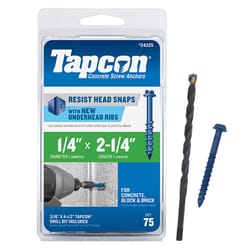 Tapcon 1/4 in. D X 2-1/4 in. L Steel Hex Head Concrete Screw Anchor 1 pk