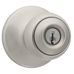 Kwikset Polo Satin Nickel Entry Door Knob 1-3/4 in.