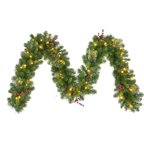 Celebrations Home 10 in. D X 9 ft. L LED Prelit Warm White Mixed Pine  Garland - Ace Hardware