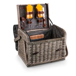 Picnic Time Kabrio Wine & Cheese 14.5 in. L X 10 in. W X 11 in. H Brown Picnic Basket