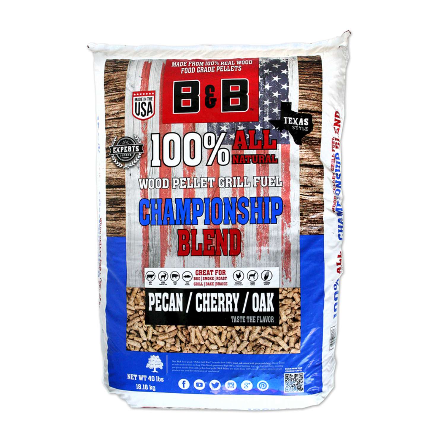 B B Championship Blend All Natural Cherry Oak And Pecan Hardwood Pellets 40 Lb Ace Hardware