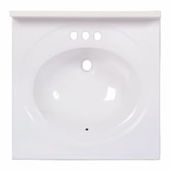 Arstar Standard Cultured Marble Bathroom Sink 25 in. W X 22 in. D White