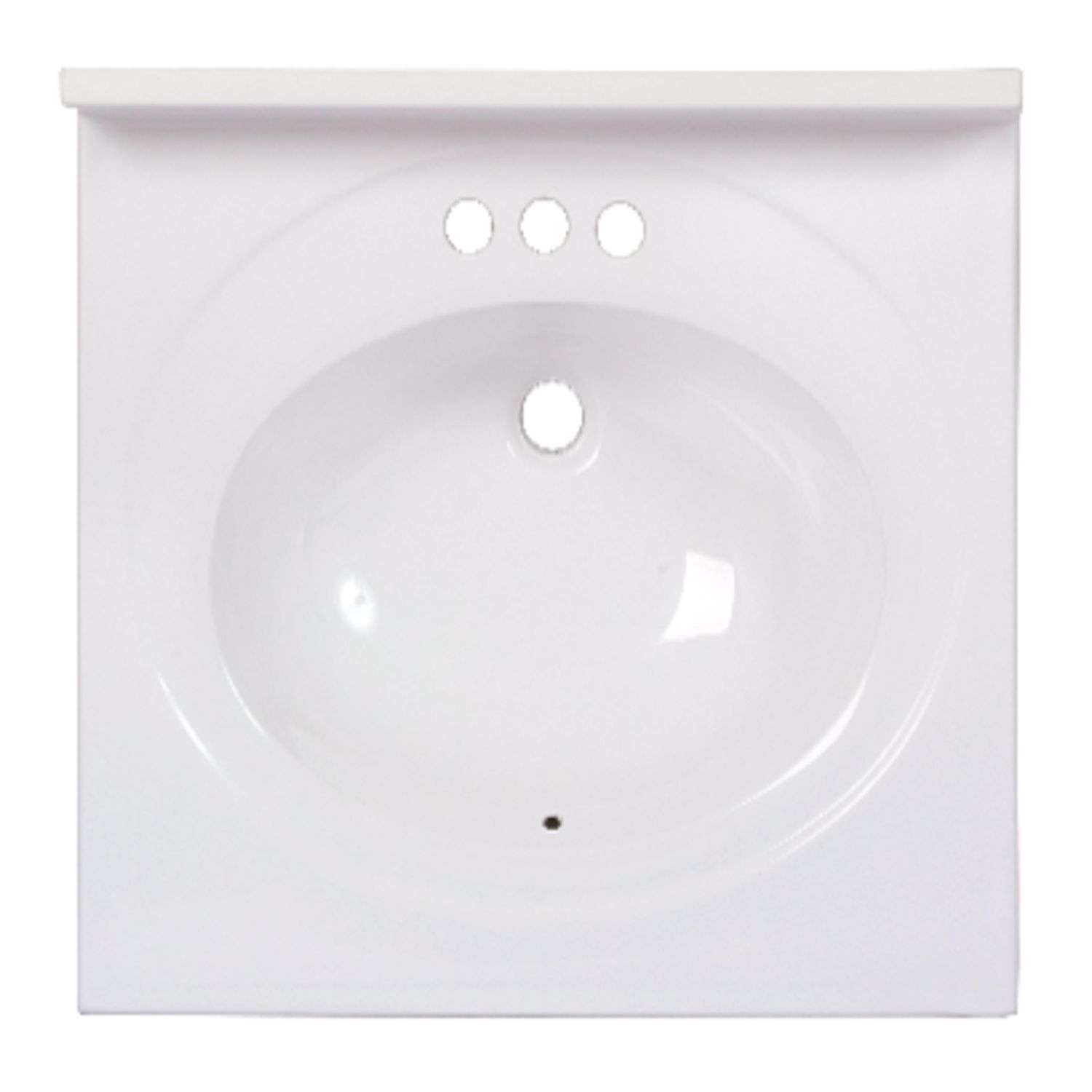 Arstar Standard Cultured Marble Bathroom Sink 25 in. W X 22 in. D White