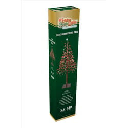 Holiday Bright Lights LED Red Lighted Shimmering Tree 42 in. Yard Decor