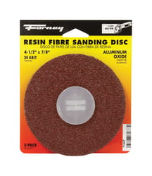 Forney 4.5 in. Aluminum Oxide Adhesive Sanding Disc 24 Grit 3 pk