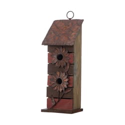 Glitzhome 14.5 in. H X 5 in. W X 5.25 in. L Metal and Wood Bird House
