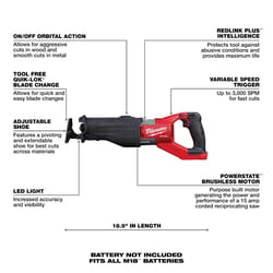 Milwaukee M18 FUEL Super Sawzall Cordless Brushless Reciprocating Saw Tool Only