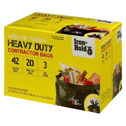 Heavy-Duty Low-Density Wing Tie Contractor Bags, 42 gal, 3 mil, 32.75