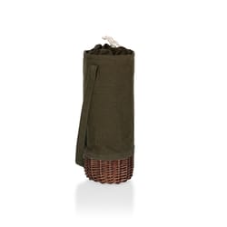 Picnic Time Malbec Beige/Khaki Green Cotton/Wood Wine Bottle Basket 1 bottle