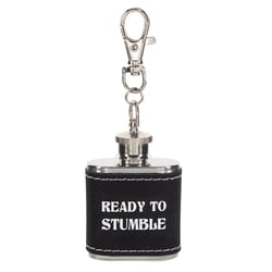 Pavilion Man Crafted Stainless Steel Black/Silver Flask Belt Hook Keychain