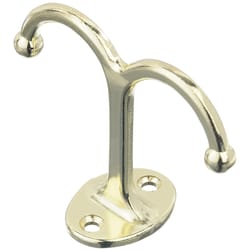 Ace 3.5 in. L Bright Brass Gold Brass Medium Undershelf Long Arm Garment Hook 2 pk