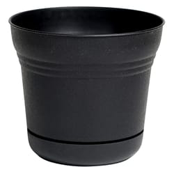 Bloem Saturn 10.75 in. H X 12 in. D Plastic Flower Pot Black