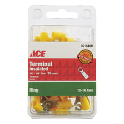 Ace Ring Terminal Yellow 50 pk