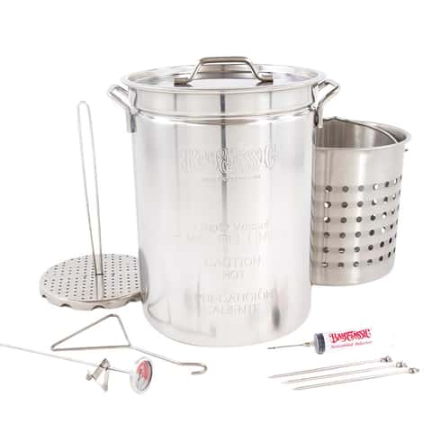 Bayou Classic 10 Quart Stainless Steel Fry Pot with Lid and Basket