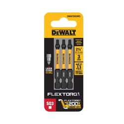 DeWalt FlexTorq Square #3 X 2.25 in. L Impact Driver Bit Set Steel 3 pc