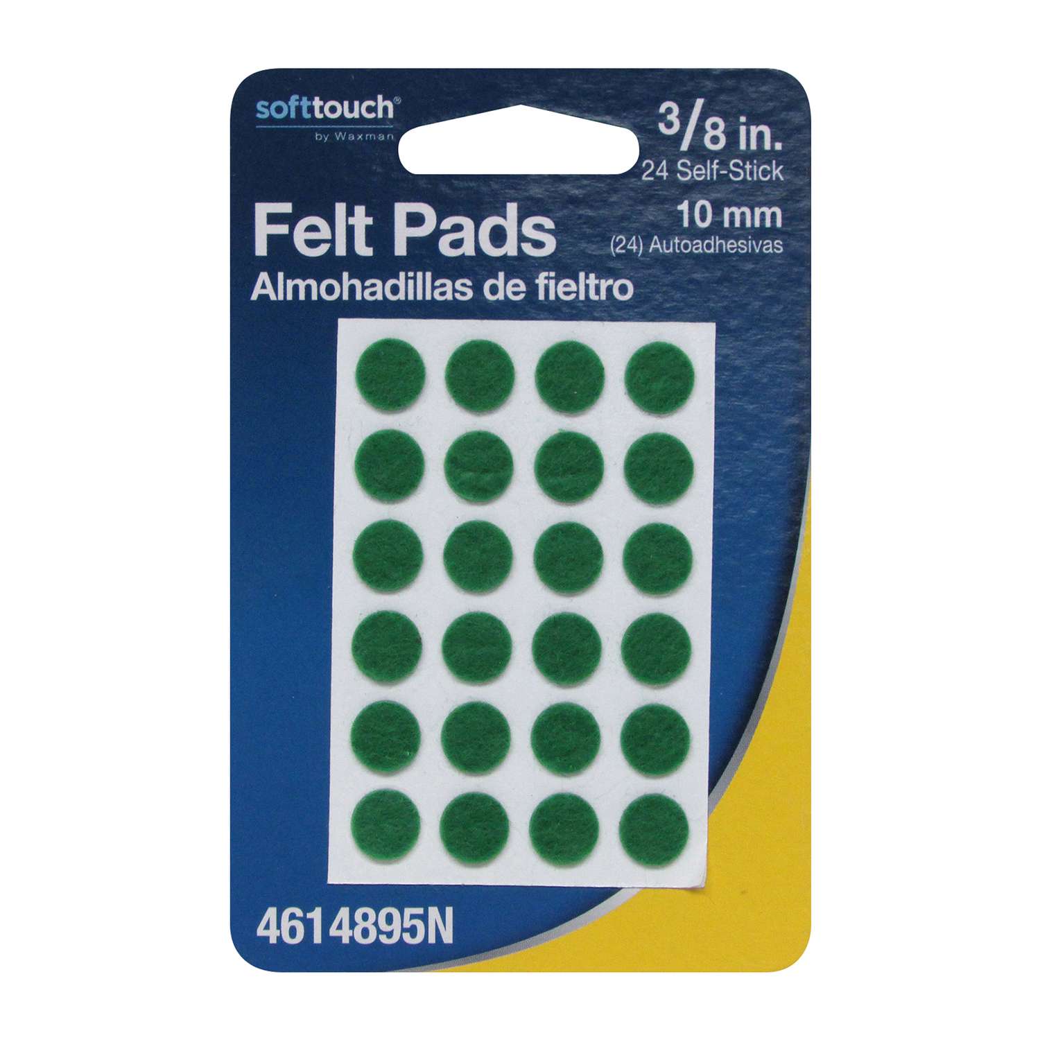 Softtouch Felt Self Adhesive Protective Pad Green Round 3/8 in. W X 3/8