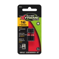 Blu-Mol Xtreme Torx 40 X 1 in. L Screwdriver Bit S2 Tool Steel 2 pc
