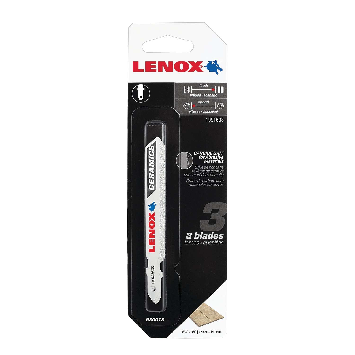Lenox 31/2 in. Carbide Grit TShank Jig Saw Blade 3 pk