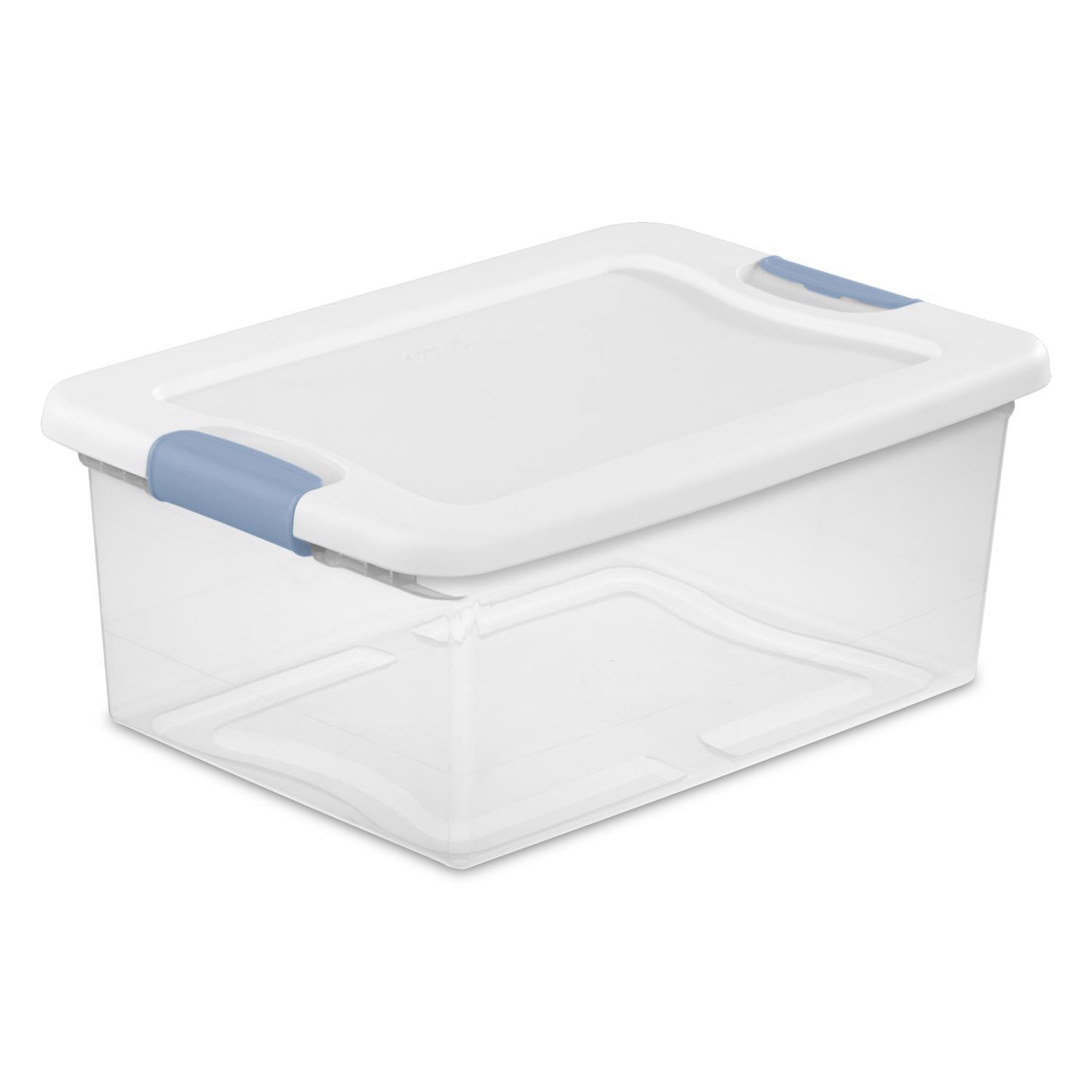 【限定セール！】 Sterilite 64 X H in. 13-1/2 Box Storage Latch Clear/White qt 洗顔料