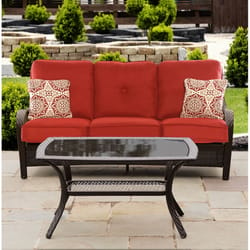 Hanover Orleans 2 pc Chocolate Brown Steel Casual Patio Set Autumn Berry